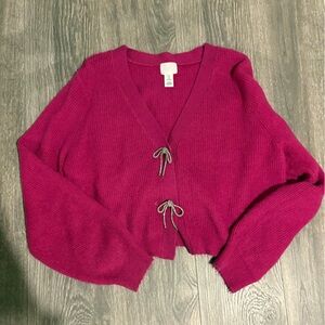 H&M V-Neck Sweater in Rich Magenta